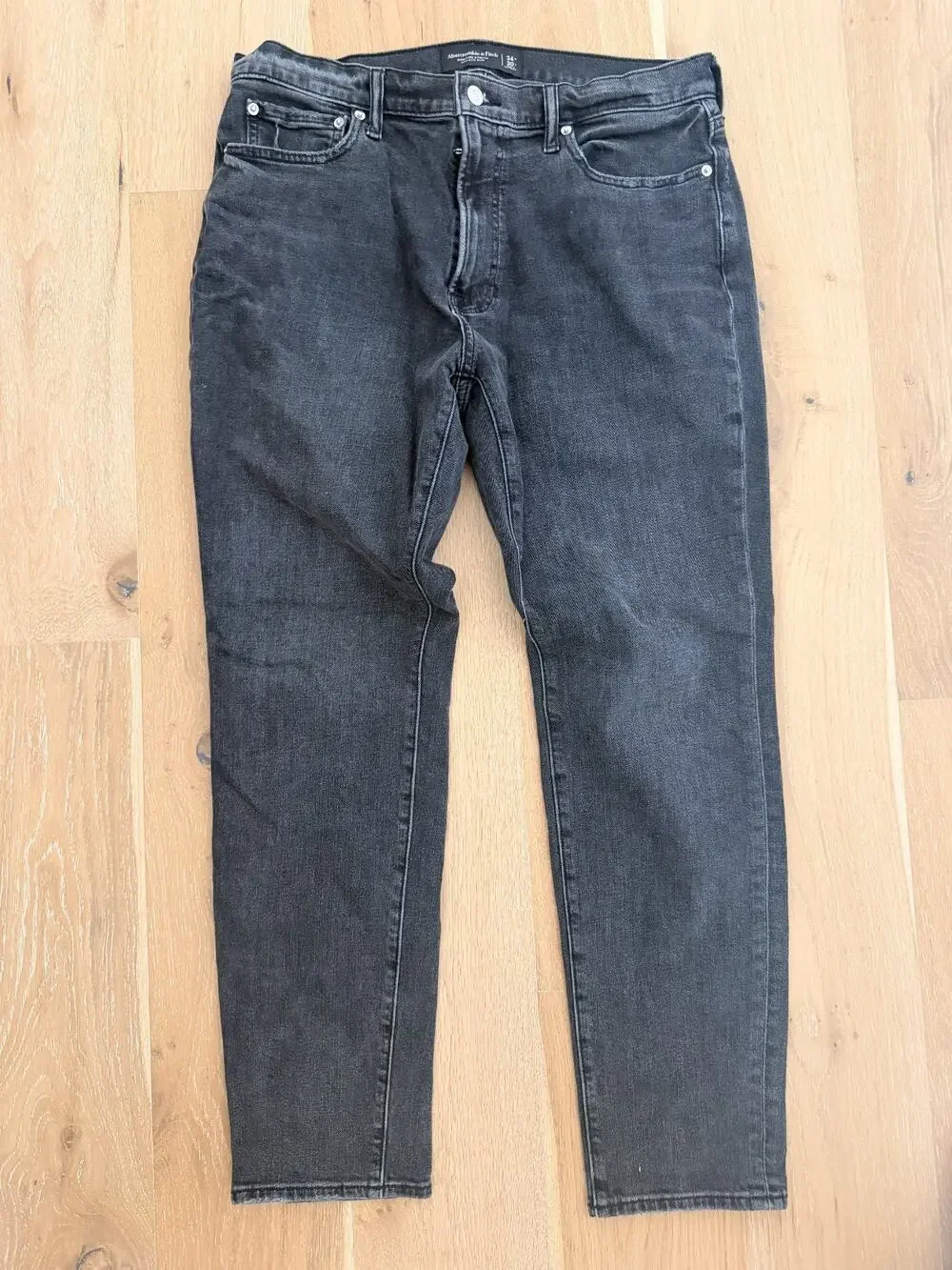 Abercrombie & Fitch Jeans Mens Size 34x30 Gray/Black Athletic Slim Jeans Stretch